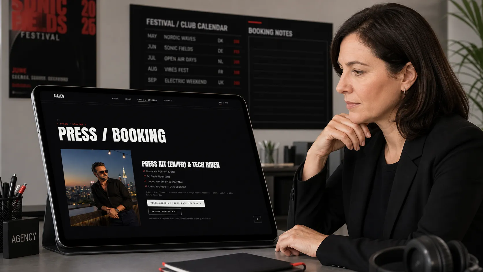 Page Press/Booking du site Bialès sur tablette