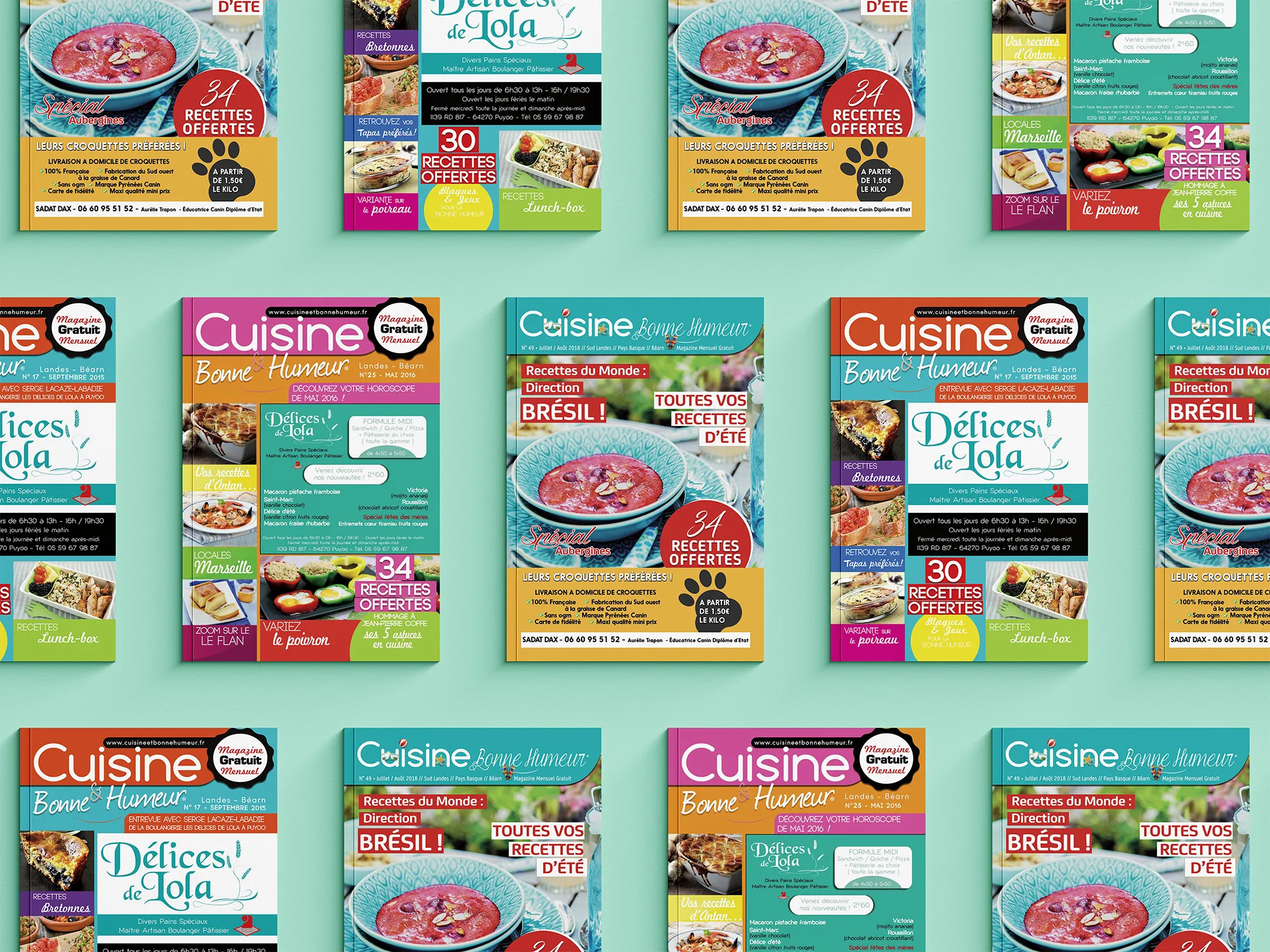 Mosaïque de couvertures du magazine Cuisine et Bonne Humeur