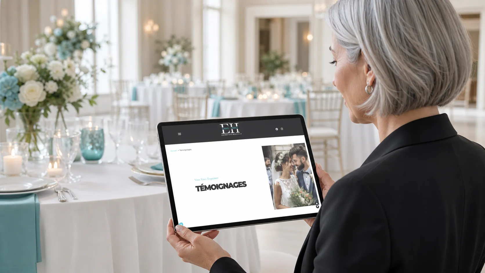 Page témoignages du site Events Herria sur tablette