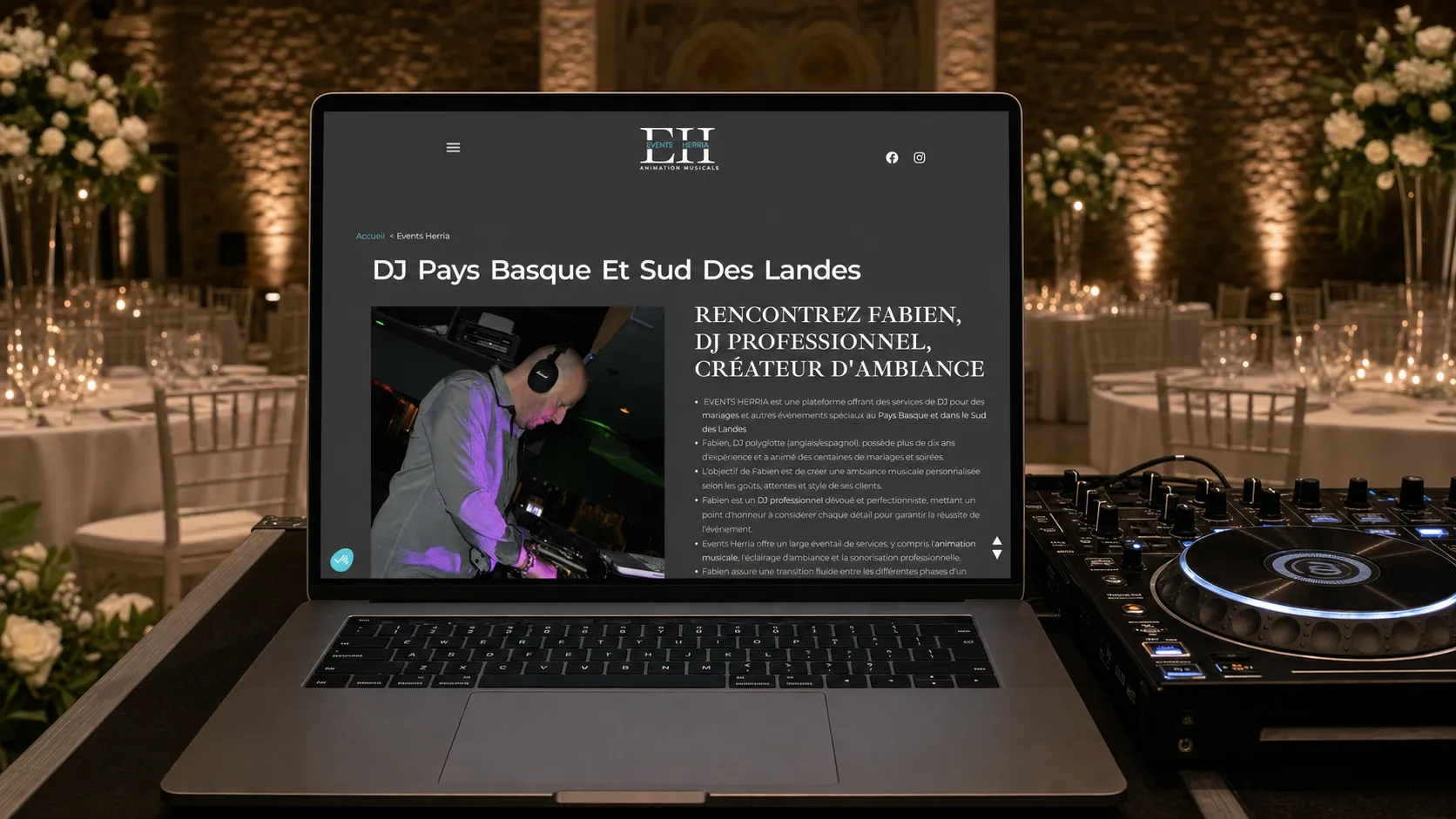 Présentation de Fabien, DJ, sur le site Events Herria