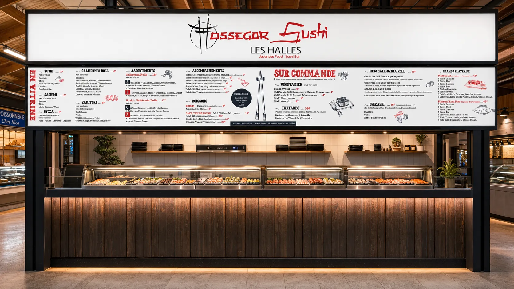 Enseigne des Halles d'Hossegor pour Hossegor Sushi