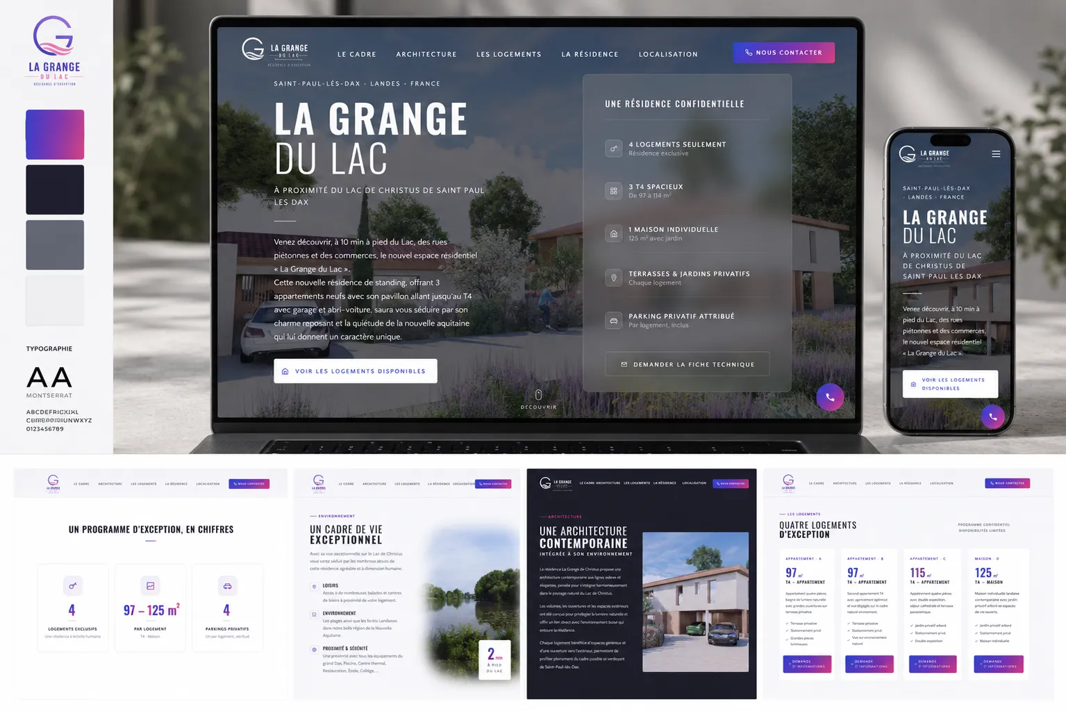Mockup de la landing page La Grange du Lac
