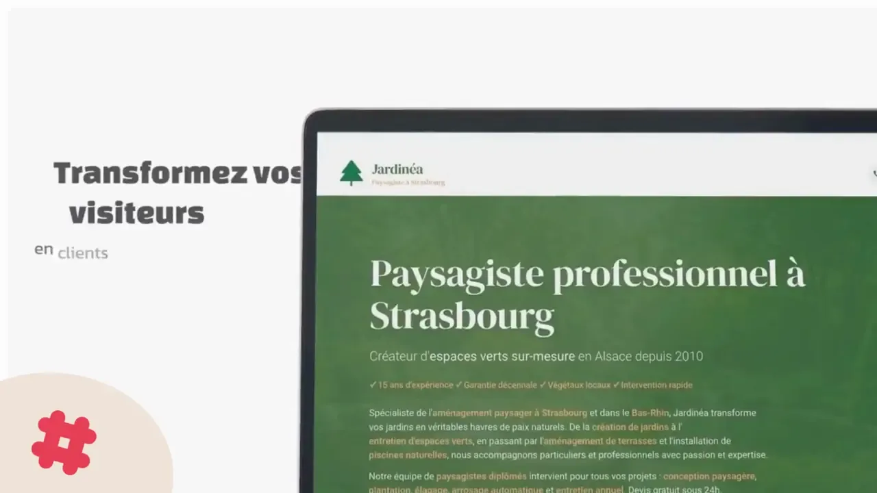 Exemple de landing page HTAGS : Jardinéa, paysagiste à Strasbourg