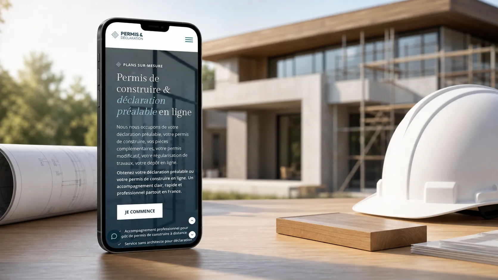 Écran d'accueil du site Permis et Déclaration sur mobile