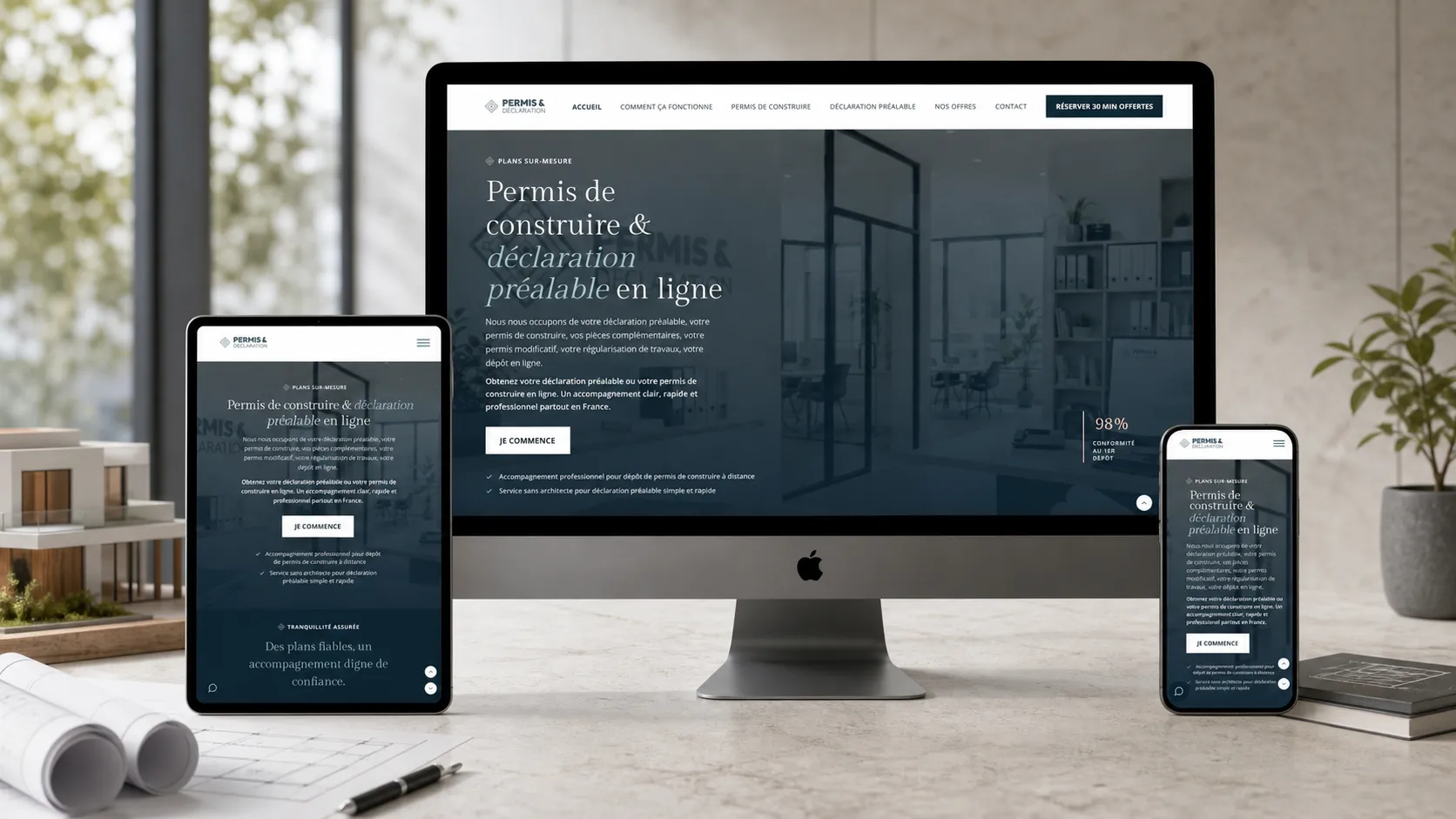 Site Permis et Déclaration sur ordinateur, tablette et mobile