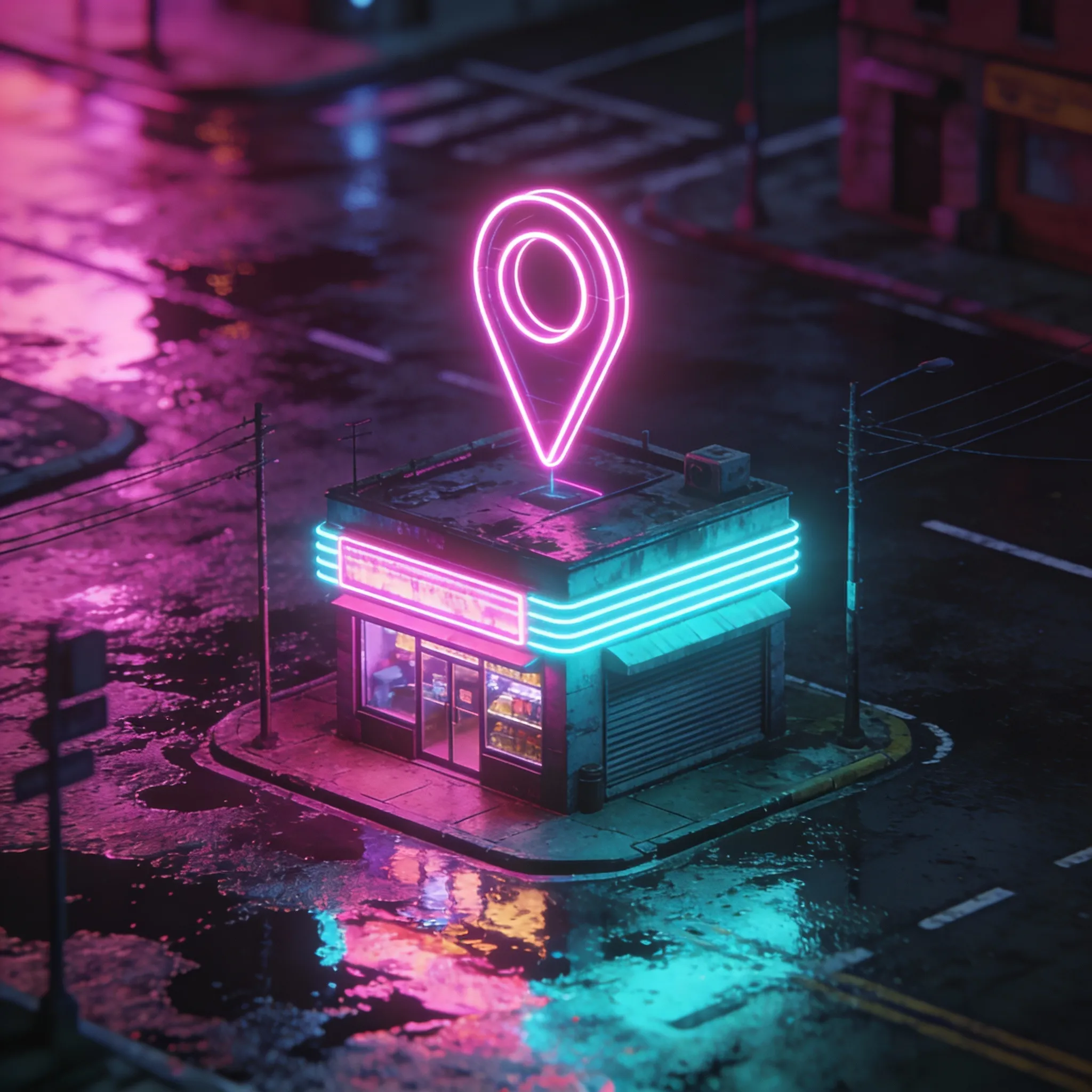 Commerce local repéré par un pin de localisation, symbole de visibilité sur Google Maps