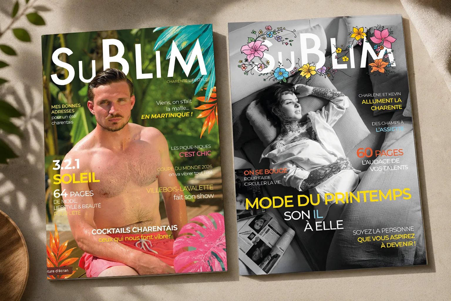 Deux couvertures du magazine Sublim, édition été 2026