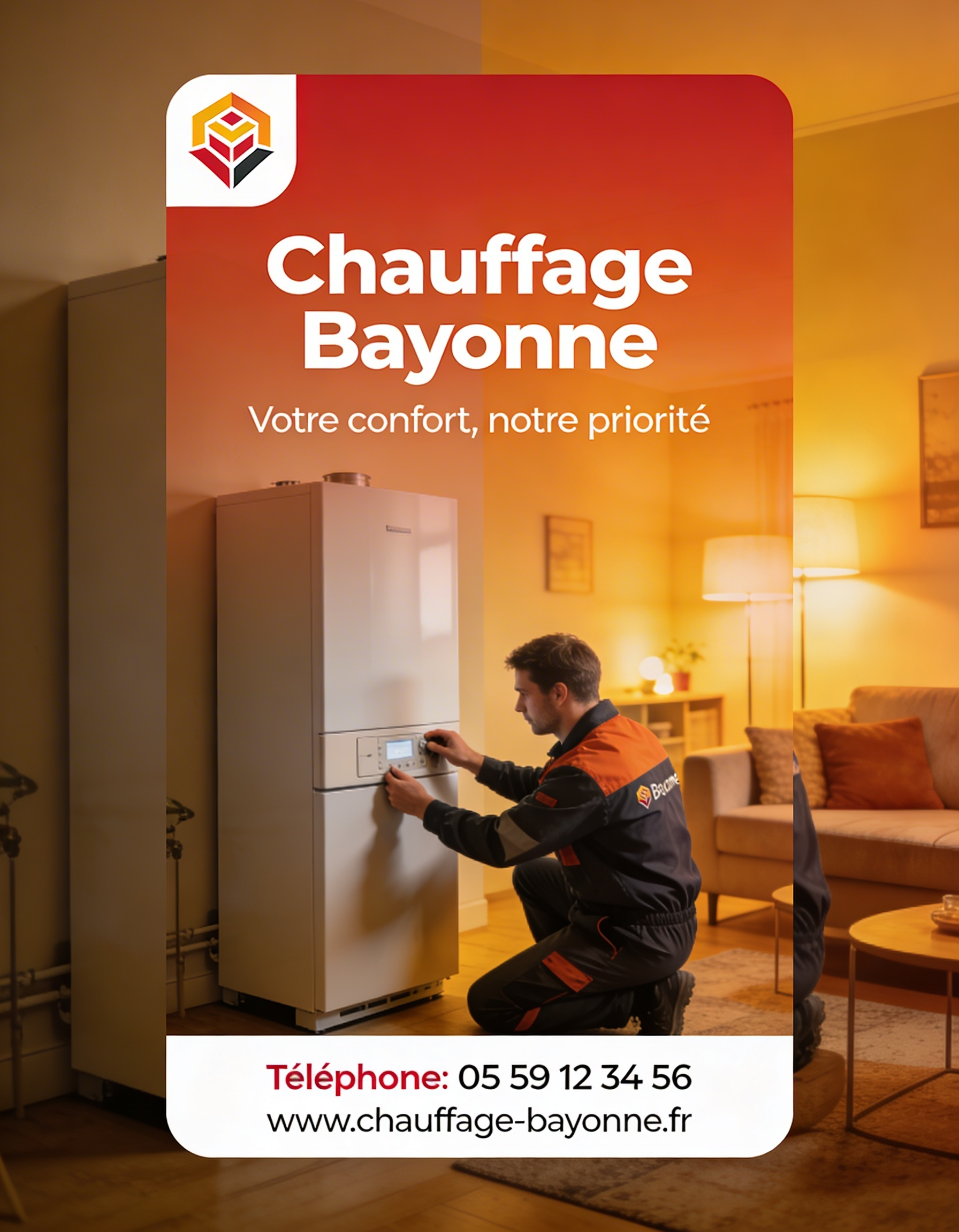 Post réseaux sociaux artisan chauffagiste Bayonne